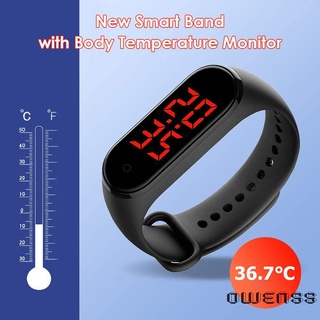 (Owenss) Reloj inteligente LED pantalla de medición de temperatura corporal termómetro Smartwatch