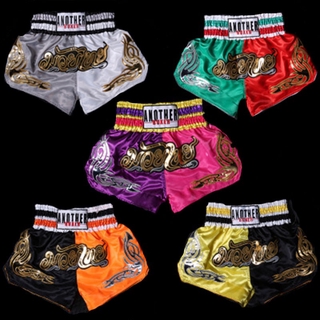 Pantalones cortos Muay Thai para niños/adultos/pantalones de boxeo respirables/Shorts cortos elásticos elásticos en cintura Fighting impreso MMA (1)