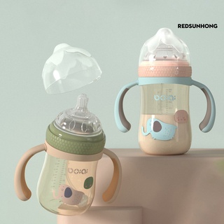 redsunhong 240ml/300ml biberón con mango antideslizante transparente bebé paja botella para el hogar (2)