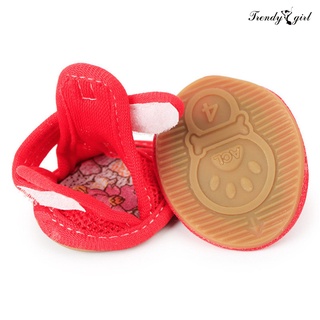 [tdgl dogware] 4 piezas zapatos para mascotas de color sólido antideslizante suela de goma sandalias de perro zapatos para exteriores (8)