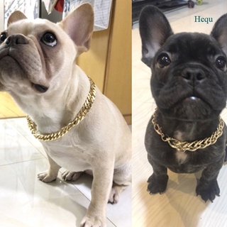 Hequ Pet Dogs Silver And Gold Chain Collar Curb Cuban Link Puppy Cat Necklace