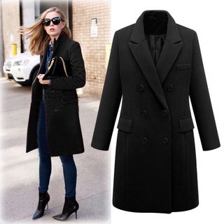 Beauty1 abrigo de lana de solapa de invierno para mujer chamarra larga Parka Overcoat Outwear