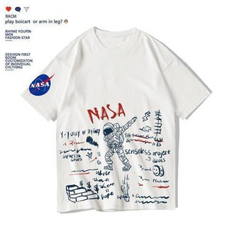 Nasa joint astronauta americana pareja femenina media manga marea marca graffiti ropa de manga corta camiseta de los hombres de fondo camisa personalización (1)