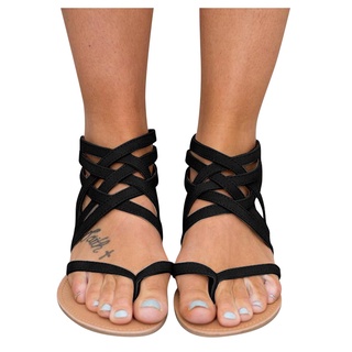 [EFE] moda mujer plana verano cremallera playa dedo del pie abierto transpirable sandalias zapatos (8)