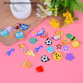 [threegoodstonesgen] 30 piezas diy de dibujos animados colorido animal flor cuentas colgantes hacer cuentas de juguete