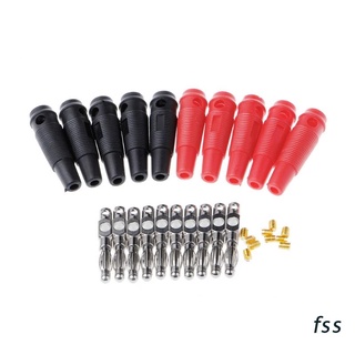 fss. 10 Pcs Red Black 4mm Solderless Side Stackable Banana Plug (1)