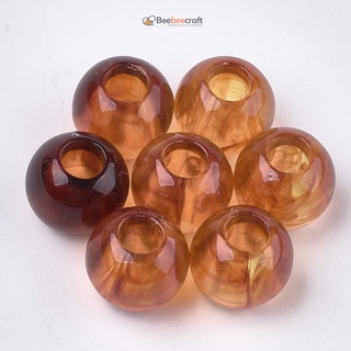 beebeecraft 500g acrílico europeo perlas de imitación estilo gema grande agujero perlas rondelle marrón arenoso 11.5 ~ 12x10mm agujero: 5 mm acerca de 665pcs/500g para la fabricación de joyas (1)