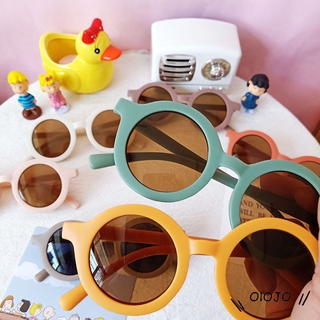 Nuevos lentes de sol para niños con marco redondo esmerilado UV400/lentes de sol para bebés/niñas/Retro Color sólido