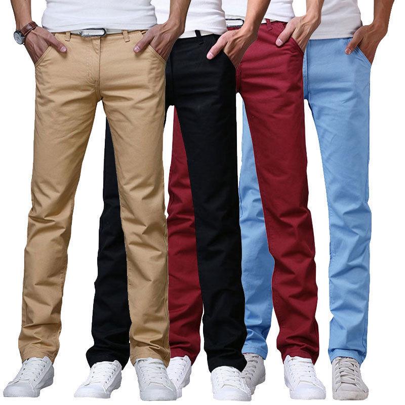 Los hombres Formal pantalones de trabajo oficina Slim Fit pierna recta larga Casual moda pantalones