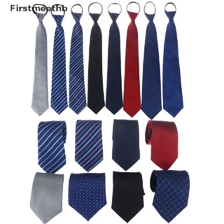 [firstmeethb] lazy hombres cremallera corbata sólido rayas casual negocios boda cremallera cuello lazos calientes