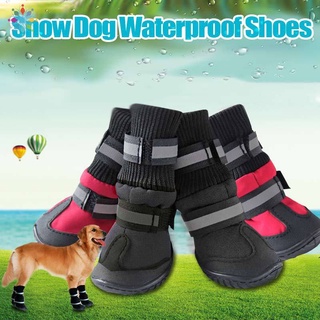 4 unids/Set de zapatos antideslizantes para mascotas, perros, impermeables, botas de nieve para perros pequeños medianos, grandes
