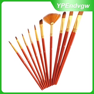 10Sets Watercolor Oil Painting Brush Set Nylon Hair Paint Brushes Supplies (8)