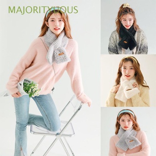 MAJORITYUOUS Fashion Scarf Autumn And Winter Pineapple Grid Three-Dimensional Scarf New Keep Warm Cute Soft Faux Rabbit Fur/Multicolor
