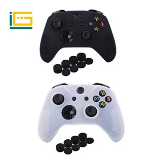 Funda De Silicona Con Tachuelas Para Microsoft Xbox One x & S Controller x 2 Con Empuñaduras De Pulgar Pro 16 Piezas (Negro/Blanco)