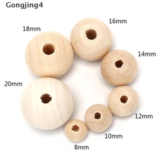 Gongjing4 espaciador de madera redondo cuentas naturales sin pintar bola de madera perlas DIY artesanía joyería MY