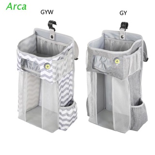arca led luz de noche organizador de almacenamiento de bebé cuna colgante bolsa de almacenamiento caddy organizador para bebé essentials juego de ropa de cama bolsa de almacenamiento de pañales (1)