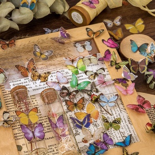 Peny 8 diseños mariposa coleccionista serie cuenta de mano transparente mariposa pegatinas DIY Material decoración separada cinta larga tira Vintage (4)