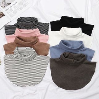 OFTENIOUS Autumn Winter Turtleneck Women Warm Fake Collar Detachable Windproof Ribbed Solid Color Knitted Fashion Scarf (9)