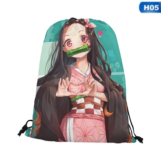 anime demon slayer kimetsu no yaiba bolsa de cordón adolescente moda bolsa de almacenamiento mochila bolsa de viaje (8)