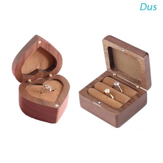 dus caja de anillos de madera para boda anillo de compromiso caja de almacenamiento bandejas de madera cuadrado/corazón caja de anillos decorativa caja de joyería regalo de boda (corazón)