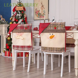 LEATHERBERRY Elastic Chair Seat Cover Holiday Kitchen Supplies Chair Covers Chair Back Dining Room Decor Party Accessories Santa Claus Stretch Slipcovers Christmas Decoration