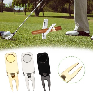 ALLSMILEE New Golf Divot Tool Court Golf Accessory Cigar Holder Fork Magnet Outdoor Putting Foldable/Multicolor (1)