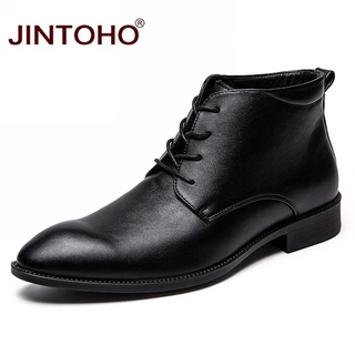 Moda puntiaguda botas de cuero negro hombres botas de invierno botas masculinas de negocios zapatos de invierno nuevos hombres botas de tobillo