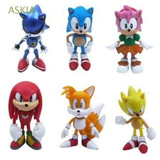 ASKIA 6Pcs Para Niños Niñas Personaje De Acción Muñeca Juguetes Modelo Regalo Figuras Sonic Erizo Decoración Del Hogar Artículos De PVC Anime Figura