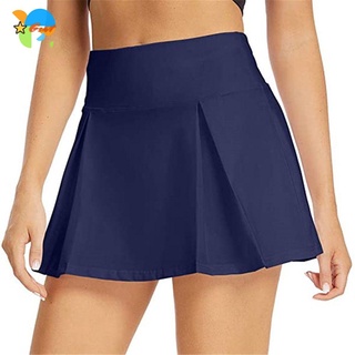 GSWT Sports Clothing Athletic Stretch Golf Women Skirt Tennis Fashion Pocket Running Cheerleading with Shorts/Multicolor