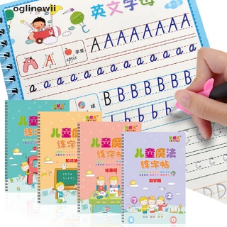 oglinewii 4books números de aprendizaje cartas escritura práctica libro de arte niños copybook con bolígrafo co