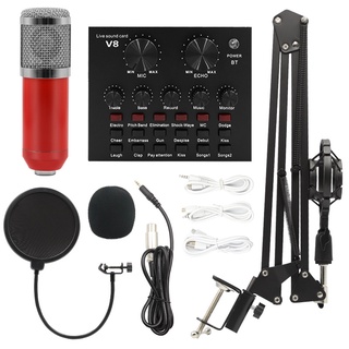 BM800 + V8 conjunto de micrófono de condensador soporte anti-spray computadora grabación tarjeta de sonido equipo de transmisión en vivo micrófono con cable (4)