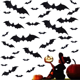 club 24/48pcs decoración de halloween scary 3d negro bat pegatina bar ktv adhesivo de pared