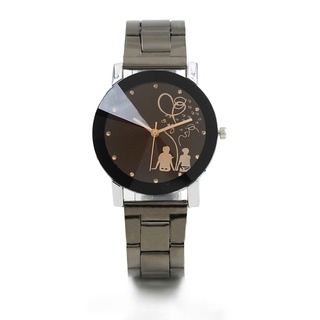 reloj de cuarzo con correa de acero de cristal con estilo para parejas/estudiantes