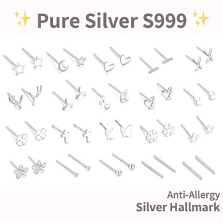 S925 Pendientes de plata esterlina Pendientes de uñas Diseño Hoja Ciruela Trébol / Estrella / Luna / Corazón / Estrella Mini Ear Stud Lady