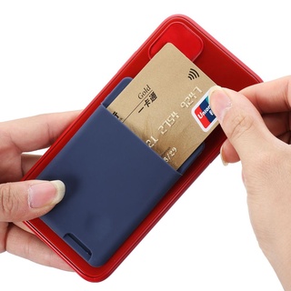 Ly 3Pcs elástico teléfono cartera caso autoadhesivo pegatinas tarjetas de identificación titular de la tarjeta de crédito Universal bolsas monedero de silicona palo en el bolsillo del teléfono móvil (6)