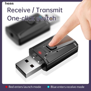 He Mini USB Bluetooth 5.0 Transmisor Receptor Estéreo Adaptador 3,5 Mm AUX Para TV PC CO