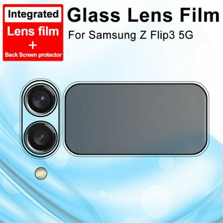 2 en 1 lente de cámara 3D cubierta completa de pantalla trasera Protector de vidrio para Samsung Galaxy Z Flip 3 5G (8)