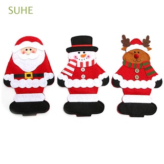 SUHE New Cutlery Bag Christmas Cover Fork Case Eve Xmas Ornaments Party Decoration Dining-Table Home New Year Decor