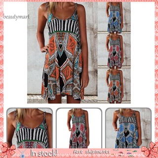 Bdm_ vestido suelto para mujer con estampado Digital/correas de espagueti/Mini vestido sobre la rodilla para playa