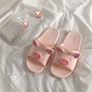 Sandalias baño ins lindo rosa cerdo zapatillas casa chica interior