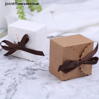 jbco 10pcs vintage retro blanco y kraft caja de papel de boda favor caja de regalo con cinta jalea (8)