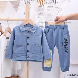 Toddler Kids Baby Girls Boys T shirt Denim Jacket Coat+Pants Jeans Outfits Set