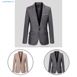 troubleba Trendy Business Blazer Lapel Slim Men Blazer Exquisite Workmanship Male Clothing