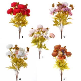 arte flores de seda artificial 13 cabezas peonía novia ramo de simulación de flores falsas