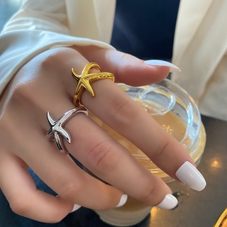 Apertura ajustable anillo Pequeña estrella de mar anillo Corea del Sur Dongdaemun adorno de moda Temperamento Mujer Viento frío Hip Hop Accesorios