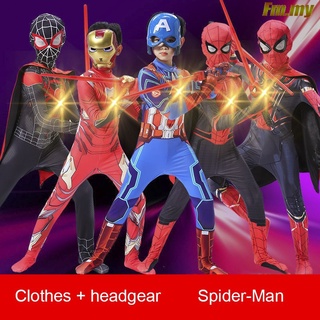 Conjunto completo de vengadores Cosplay completo nuevo diseño de Iron Spiderman disfraz medias traje para niños superhéroe hierro Spiderman ~ entrega 24h~spc