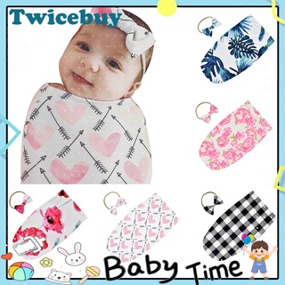 Twicebuy 2 unids/Set suave Floral bebé envolver saco de dormir manta envoltura diadema traje