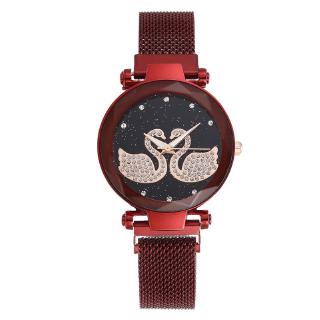 reloj de pulsera de cuarzo con pedrería de diamantes de imitación con esfera de cisne estrella para mujer (8)