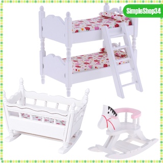 Simplesshop34 1/12 muebles De Casa De muñecas Miniatura Para dormitorio/Cama/cuna/caballo De caballo