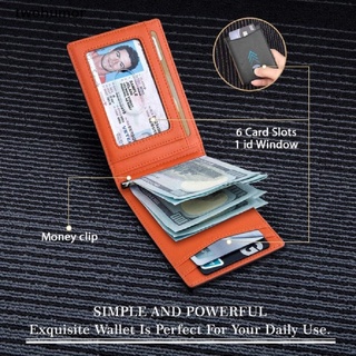 [twohumor] cartera minimalista delgada para hombres con clip de dinero rfid bloqueo bolsillo frontal cuero genuino [twohumor]
